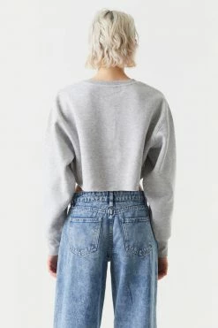 Stitches Ladies Raw Hem Cropped Sweatshirt