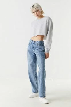 Stitches Ladies Raw Hem Cropped Sweatshirt