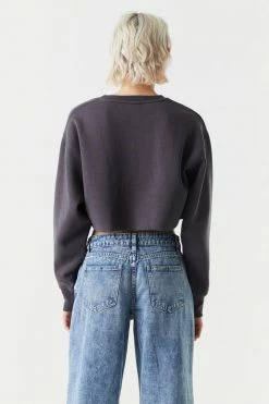 Stitches Ladies Raw Hem Cropped Sweatshirt