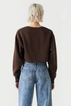 Stitches Ladies Raw Hem Cropped Sweatshirt