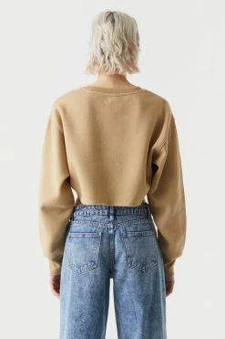 Stitches Ladies Raw Hem Cropped Sweatshirt