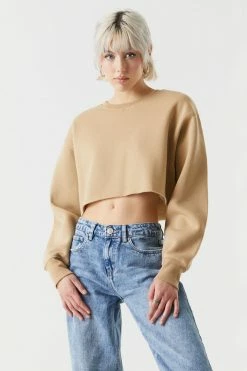 Stitches Ladies Raw Hem Cropped Sweatshirt