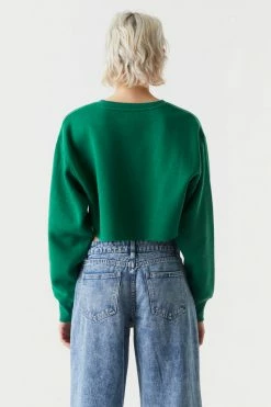 Stitches Ladies Raw Hem Cropped Sweatshirt