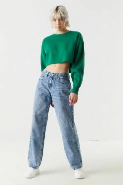 Stitches Ladies Raw Hem Cropped Sweatshirt