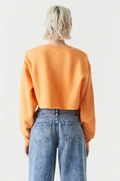 Stitches Ladies Raw Hem Cropped Sweatshirt