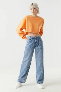 Stitches Ladies Raw Hem Cropped Sweatshirt