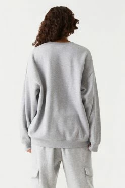 Stitches Ladies Happy Thoughts Graphic Oversized Fleece Sweatshirt