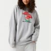 Stitches Ladies Happy Thoughts Graphic Oversized Fleece Sweatshirt