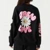 Stitches Ladies Positive Vibes Graphic Oversized Fleece Sweatshirt Tops