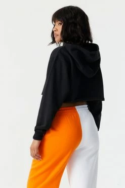 Stitches Ladies Brooklyn Graphic Cropped Fleece Hoodie Tops