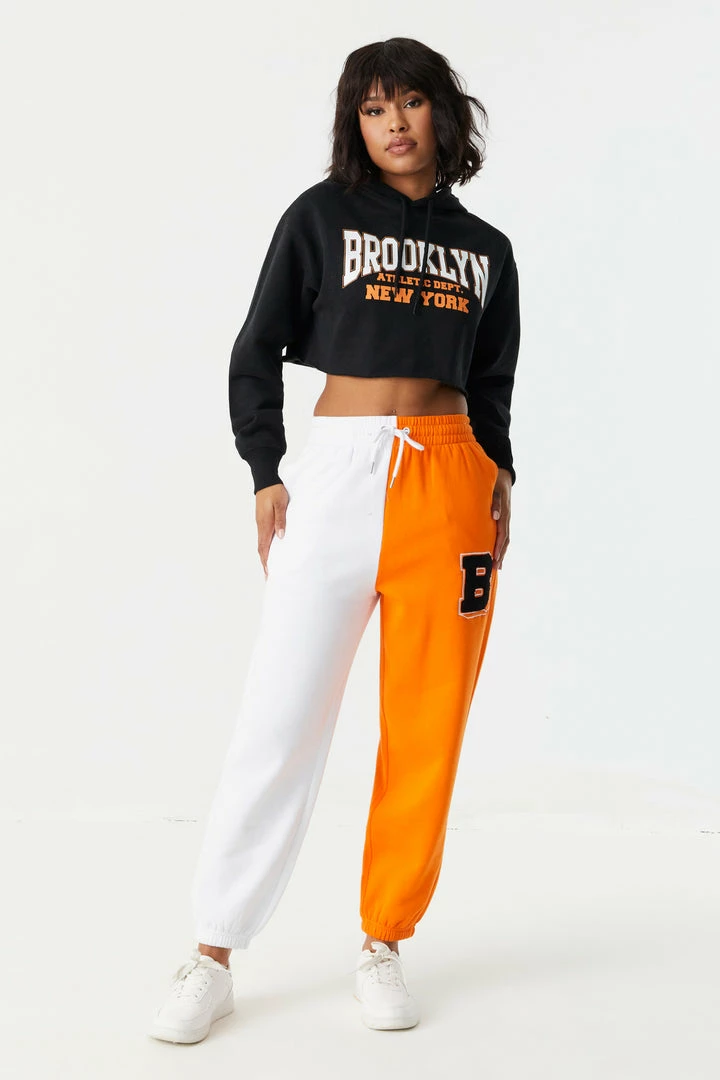 Stitches Ladies Brooklyn Graphic Cropped Fleece Hoodie Tops 3 Stitches Ladies Brooklyn Graphic Cropped Fleece Hoodie Tops