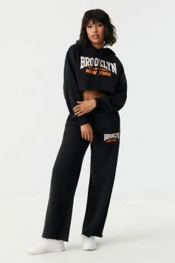 Stitches Ladies Brooklyn Graphic Cropped Fleece Hoodie Tops 7 Stitches Ladies Brooklyn Graphic Cropped Fleece Hoodie Tops