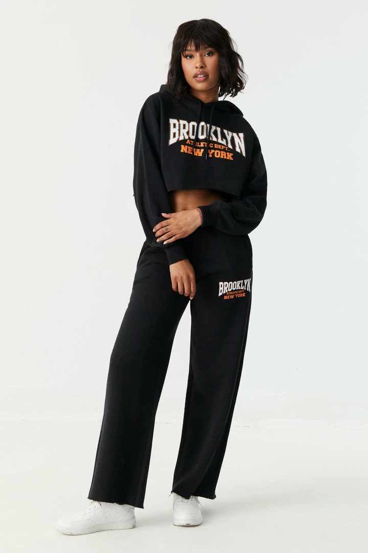 Stitches Ladies Brooklyn Graphic Cropped Fleece Hoodie Tops 4 Stitches Ladies Brooklyn Graphic Cropped Fleece Hoodie Tops