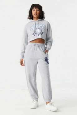 Stitches Ladies Miami Graphic Cropped Fleece Hoodie
