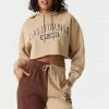 Stitches Ladies Tops California Graphic Cropped Fleece Hoodie