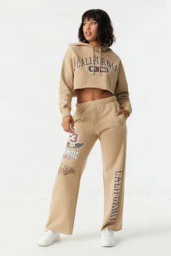 Stitches Ladies Tops California Graphic Cropped Fleece Hoodie