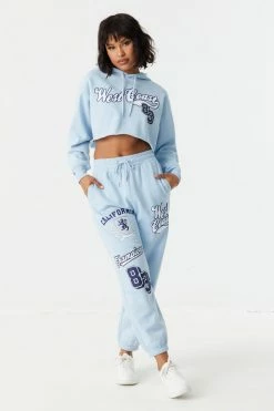 Stitches Ladies Tops West Coast Graphic Cropped Fleece Hoodie