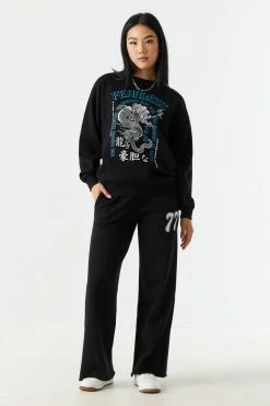 Stitches Ladies Fearless Graphic Crew Neck Boyfriend Sweatshirt Tops