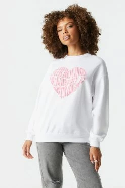 Stitches Ladies Surround Yourself With Love Graphic Crew Neck Boyfriend Sweatshirt Tops