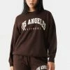 Stitches Ladies Los Angeles Graphic Crew Neck Boyfriend Sweatshirt Tops