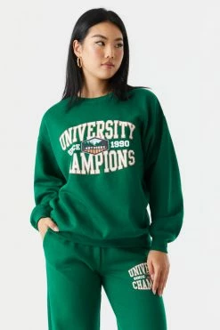 Stitches Ladies University Champions Graphic Crew Neck Boyfriend Sweatshirt Tops