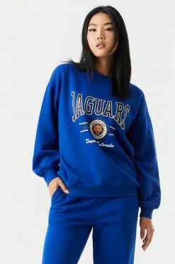 Stitches Ladies Tops Jaguars Graphic Crew Neck Boyfriend Sweatshirt