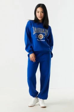 Stitches Ladies Tops Jaguars Graphic Crew Neck Boyfriend Sweatshirt