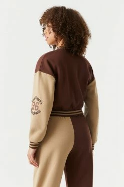 Stitches Ladies LA Legendary Graphic Cropped Varsity Jacket