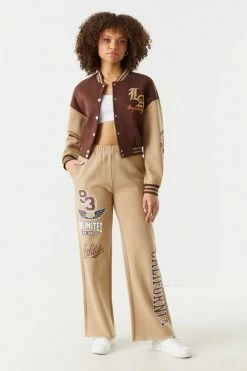 Stitches Ladies LA Legendary Graphic Cropped Varsity Jacket 7 Stitches Ladies LA Legendary Graphic Cropped Varsity Jacket