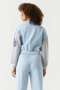 Stitches Ladies West Coast Graphic Cropped Varsity Jacket