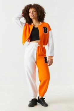 Stitches Ladies Letter B Graphic Cropped Varsity Jacket Hoodies + Sweats