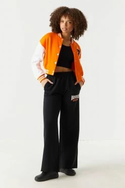 Stitches Ladies Letter B Graphic Cropped Varsity Jacket Hoodies + Sweats