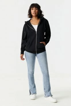 Stitches Ladies Oversized Zip-Up Fleece Hoodie
