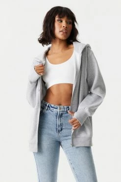 Stitches Ladies Oversized Zip-Up Fleece Hoodie