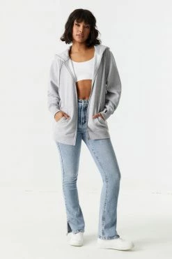 Stitches Ladies Oversized Zip-Up Fleece Hoodie