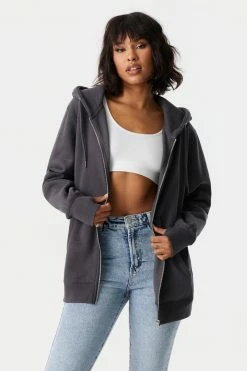 Stitches Ladies Oversized Zip-Up Fleece Hoodie