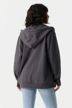 Stitches Ladies Oversized Zip-Up Fleece Hoodie