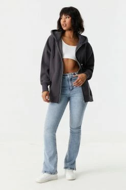 Stitches Ladies Oversized Zip-Up Fleece Hoodie