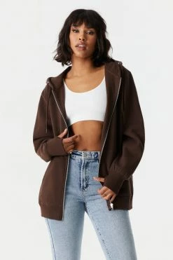 Stitches Ladies Oversized Zip-Up Fleece Hoodie