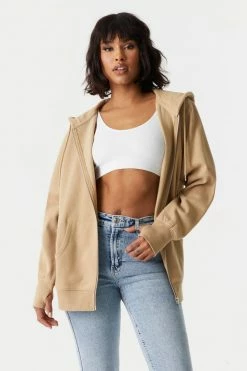 Stitches Ladies Oversized Zip-Up Fleece Hoodie