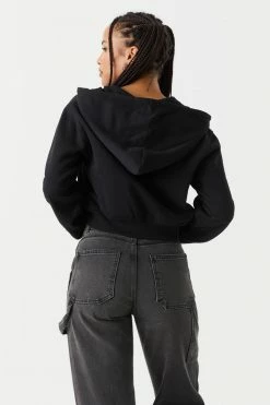 Stitches Ladies Fleece Zip-Up Crop Hoodie