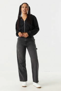 Stitches Ladies Fleece Zip-Up Crop Hoodie