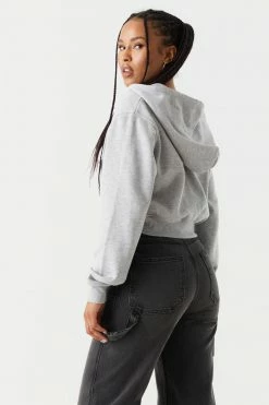 Stitches Ladies Fleece Zip-Up Crop Hoodie