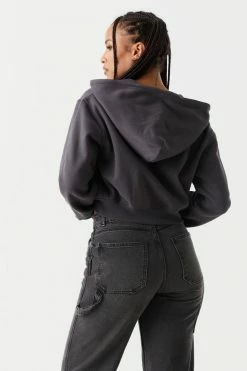 Stitches Ladies Fleece Zip-Up Crop Hoodie