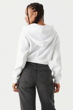 Stitches Ladies Fleece Zip-Up Crop Hoodie