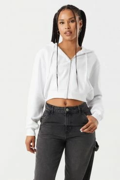 Stitches Ladies Fleece Zip-Up Crop Hoodie