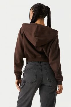 Stitches Ladies Fleece Zip-Up Crop Hoodie