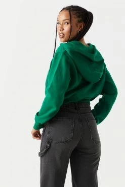 Stitches Ladies Fleece Zip-Up Crop Hoodie