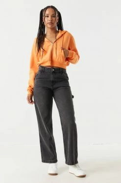 Stitches Ladies Fleece Zip-Up Crop Hoodie