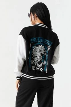 Stitches Ladies Fearless Graphic Oversized Varsity Jacket